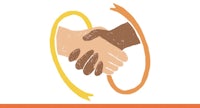 an illustration of a handshake between two people